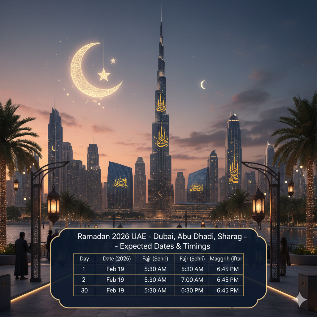 Ramadan 2026 UAE Sehri and Iftar timings